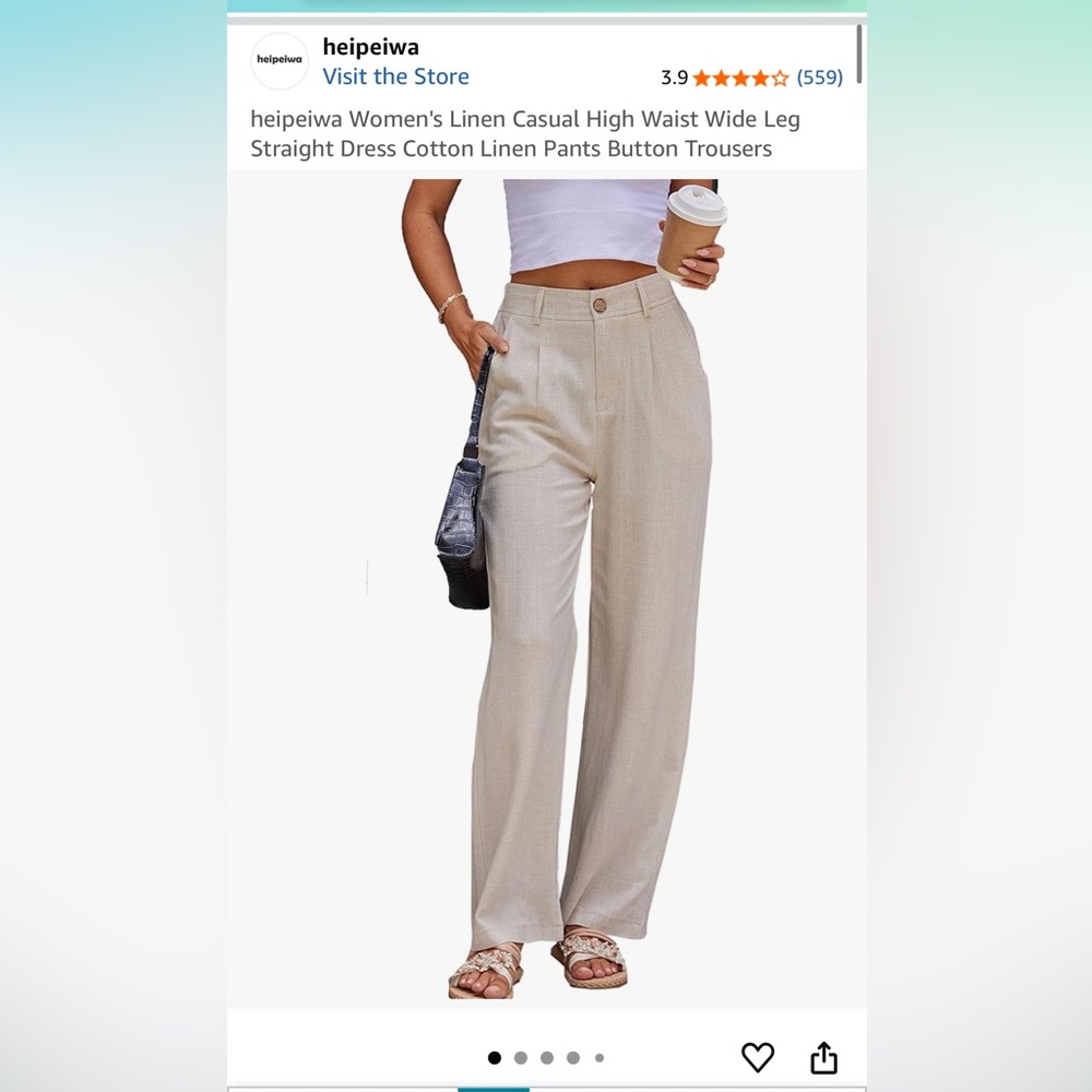 NWT Heipeiwa Women’s Linen High Waist Pants